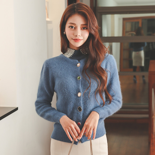 マルチ ルビー レイヤード アンゴラ カーディガン