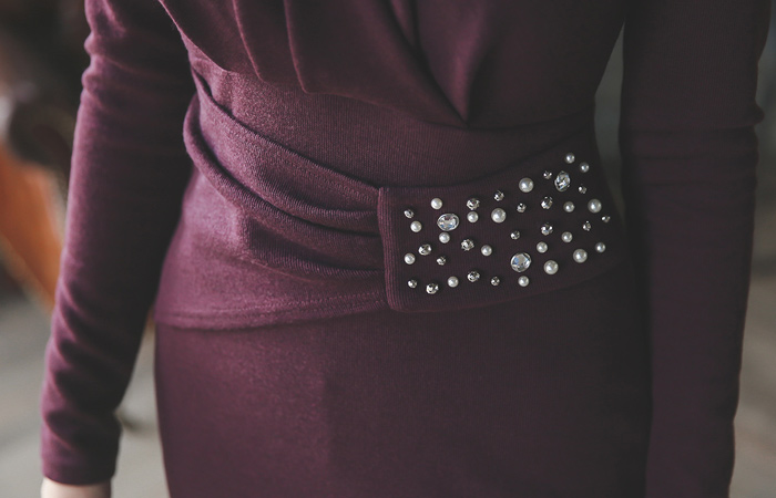 ジュエリーボリュームボディラップドレス