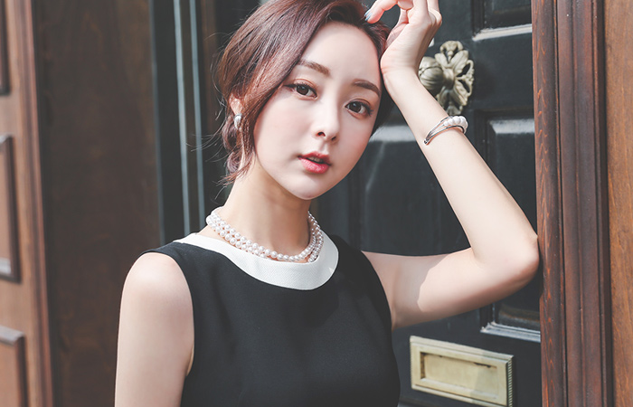 クラシック シンプル ラウンド 配色 ワンピース