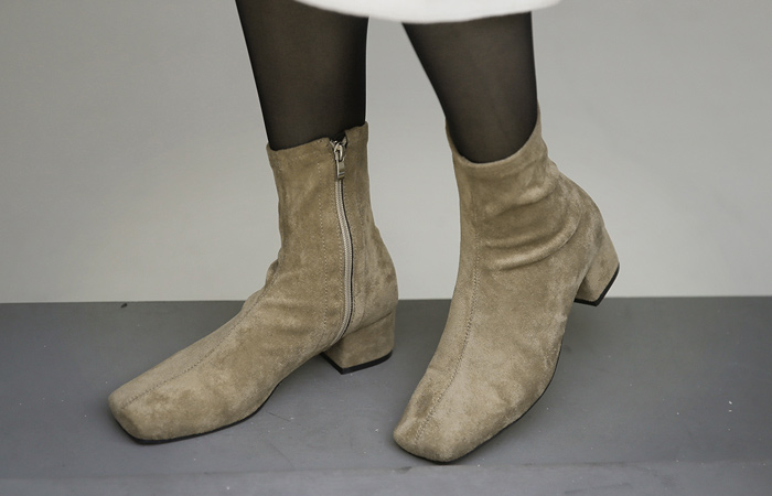 [モデル着用42次]デーリー ミドル ブロックヒール 弾力 サックスブーツ