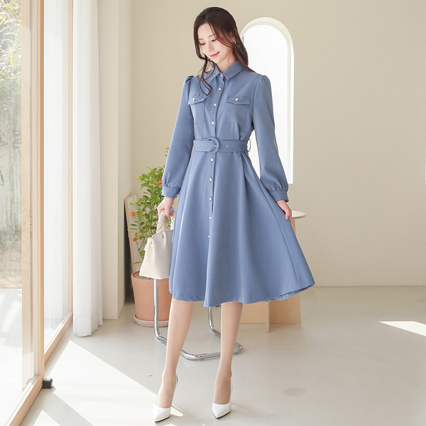 サンローラン パフ袖 ポケット シャツ フレア ワンピース