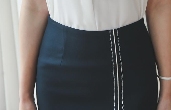 ステッチライニングスリットスカート