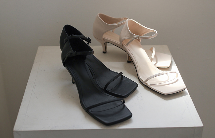 [モデル着用43次]ミニマル スクエアトー スリム スリングバックヒール