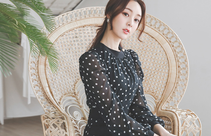 ゴールドボタン ポケットシフォントットロングワンピース