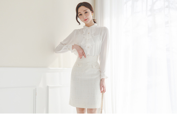 きらっと フェイク真珠装飾ポケットハイスカート