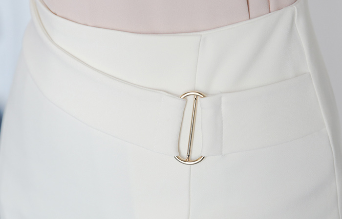 ゴールドわ 斜線 ベルティード サイドスリット スカート