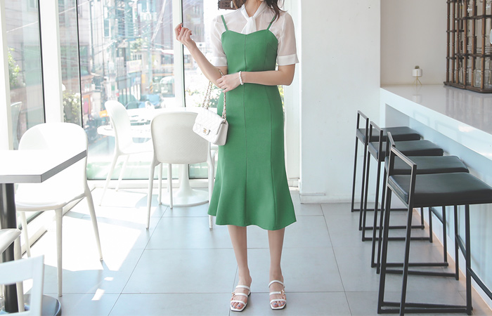 ハート線 レイヤード マーメイド 弾力 ワンピース