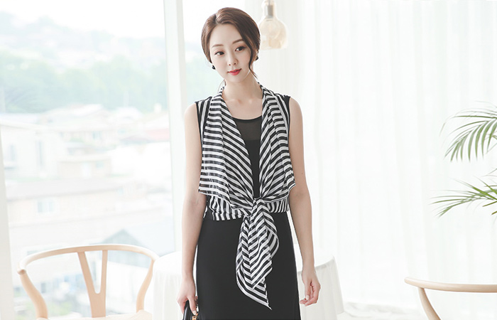 ストライプシーポンショールベスト