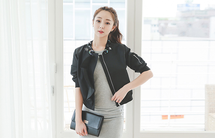 スペンコールビーズコーティングブルゾン