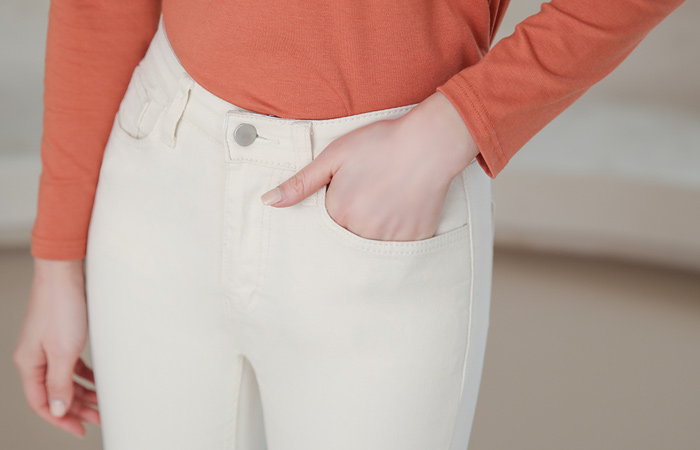 버터 Stretchy-Waist コットンスパンデックス ストレート ズボン