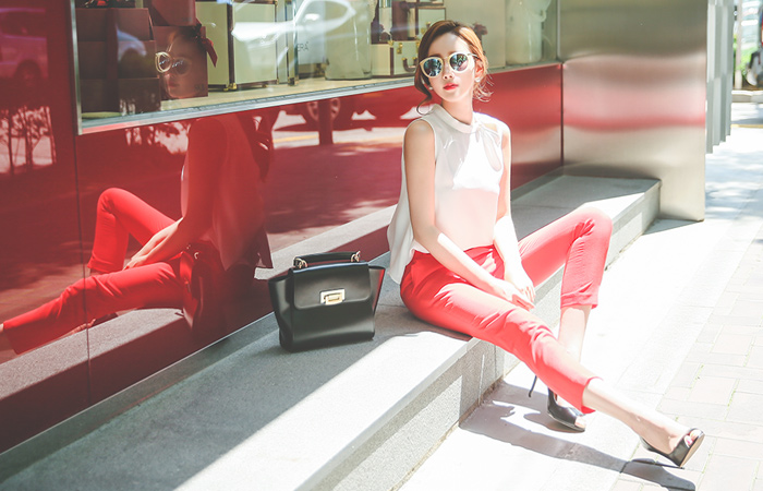 シンプルスリムフィット9部パンツ