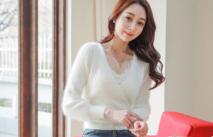 アンゴラ フルラインリボンラップ ウールニット