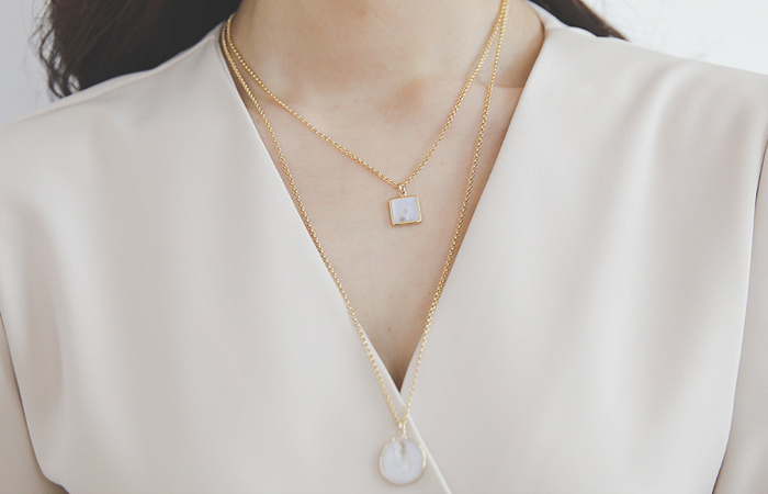 マーブル 原石 2set ネックレス