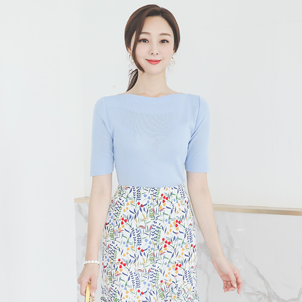 ソフト リップネック ボートネック クール ニット