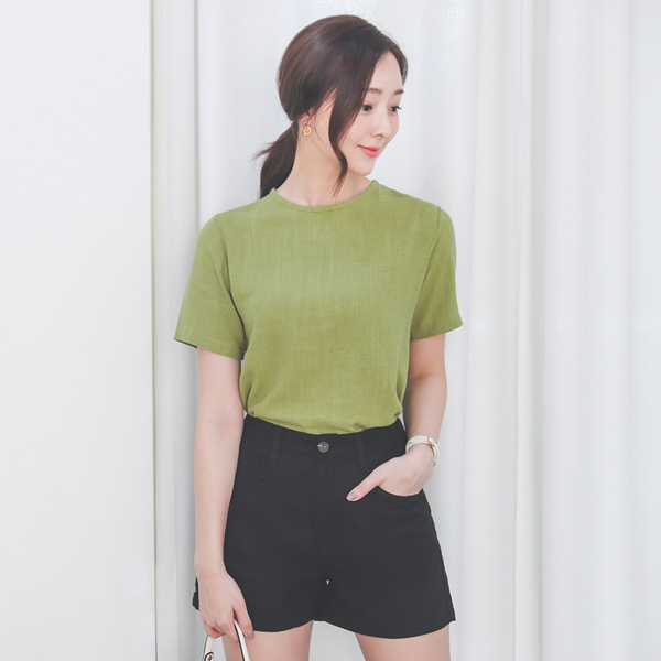 ココナツ リネン ラウンド シンプル ブラウス
