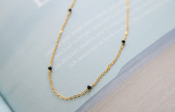 Black キュービック シンプルライン ネックレス