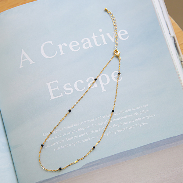 Black キュービック シンプルライン ネックレス