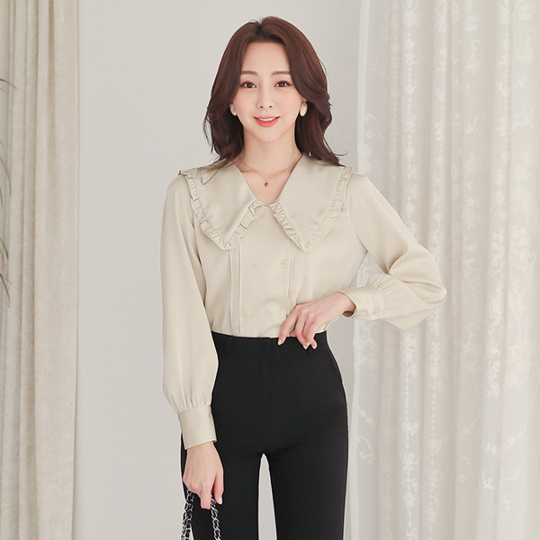 フリル セーラー カラー ダブルボタン ブラウス