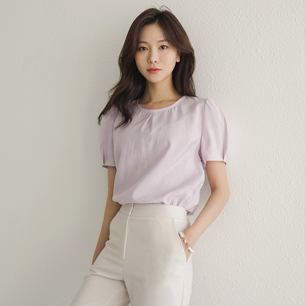 シンプル 单 ピンタック ポイント デーリー ブラウス