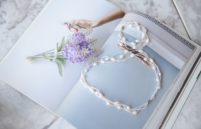 淡水 真珠 紫石 ネックレス&ブレスレット