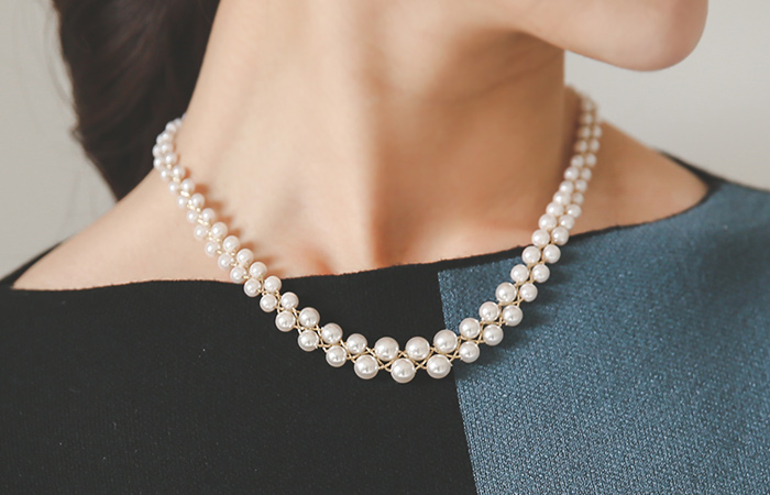 セールニーレイヤード真珠ネックレス