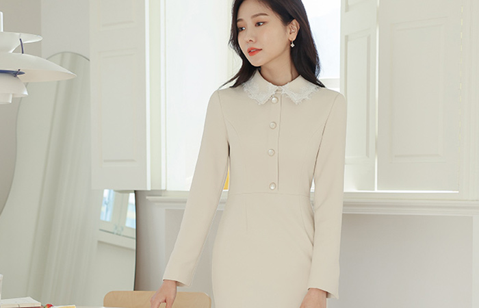 エレガンス レイス カラー マーメイド ワンピース