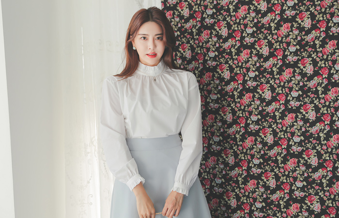 プリルネック コットンスパン ブラウス Ⅱ