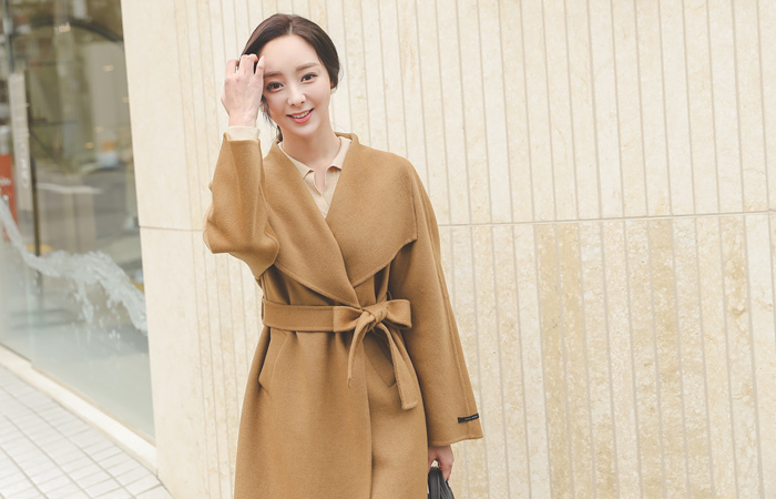 ワイド ショールカラー ウール ハンドメード コート