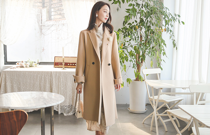 ワイド ボタン カフス ウール ハンドメード コート