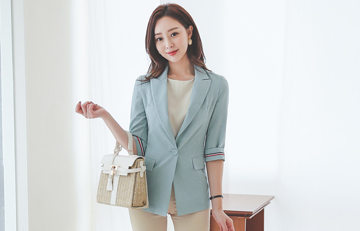 カラー テーピング 配色 リネン テクスチャ 弾力 ジャケット