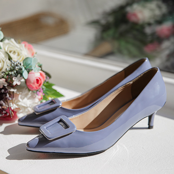 スクエア 有光 スティレット ヒール