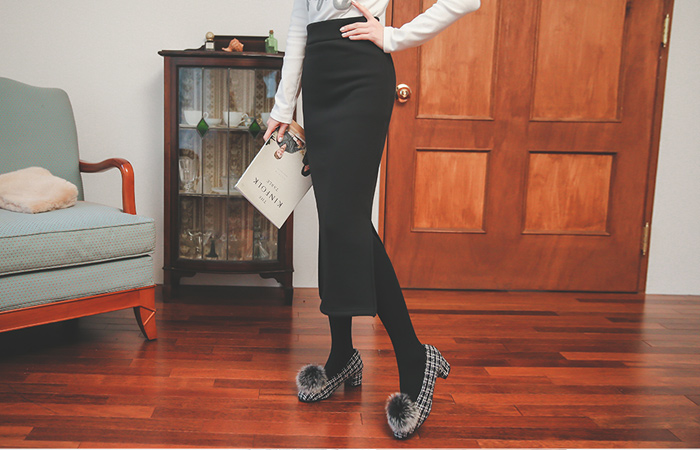 ミンクファー起毛ミディロングスカート