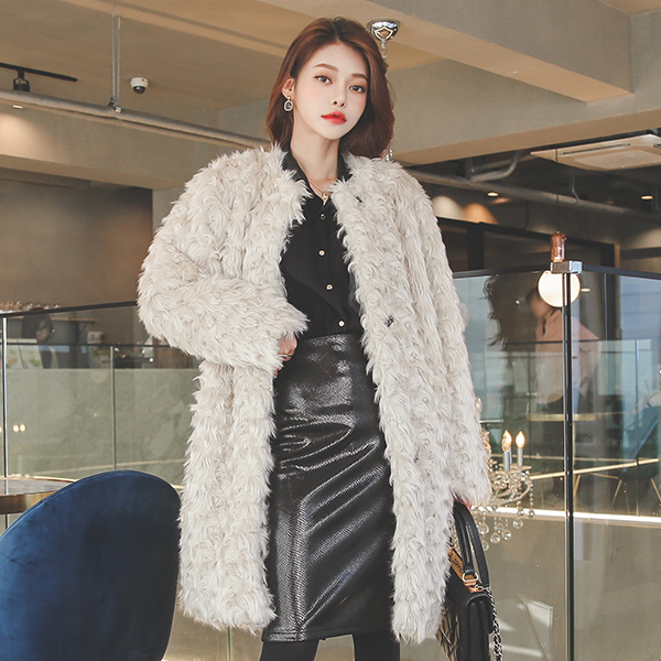 フルライン ウエーブ エコファー ハーフ コート