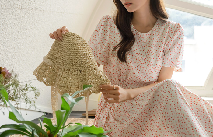 ストリング プリーツ しょうか パタン ロング ワンピース