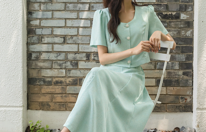 프린스 花柄 ボタン ツイード Set-up ブラウス ジャケット