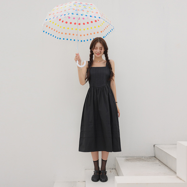 レインボー 땡땡이 透明 우산