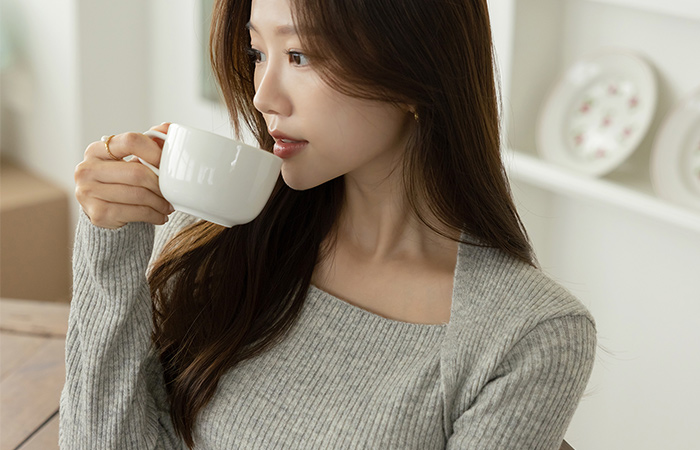 スクエアネック ボレロ ライン コール天 ニット