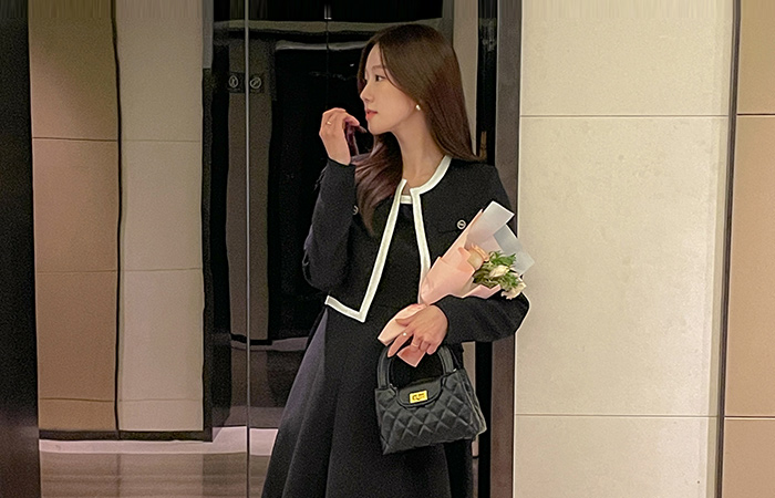 Coco 裏地 Aライン 袖なし ワンピース&ジャケット ツーピース