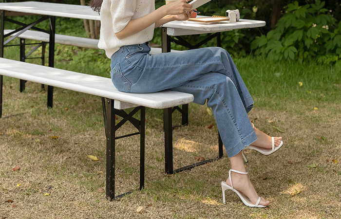サマー クール 隠れた バンディング ブーツカット デニム パンツ