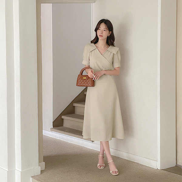 ODE カラー ラップ シャーリング ワンピース