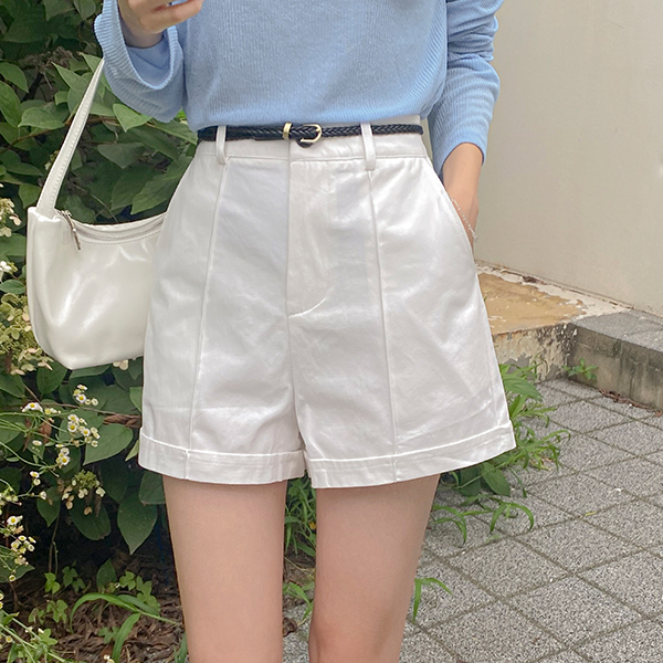 サマー 裏地 ロールアップ ベルトセット ハーフ パンツ