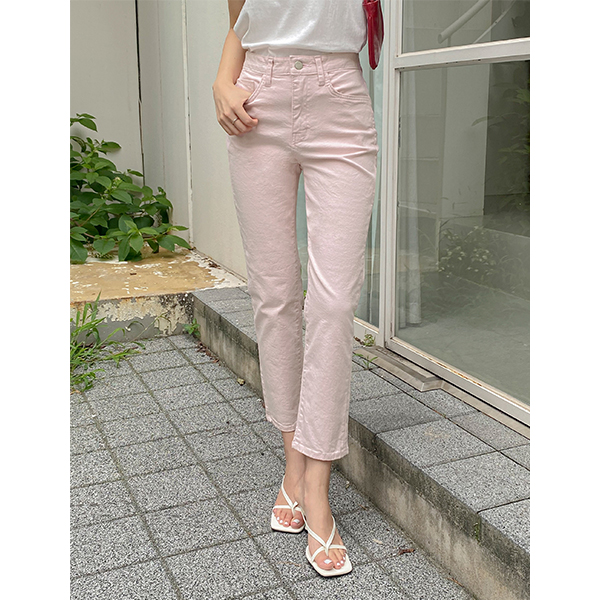 サマー ストレート パステル コットン 弾力 パンツ
