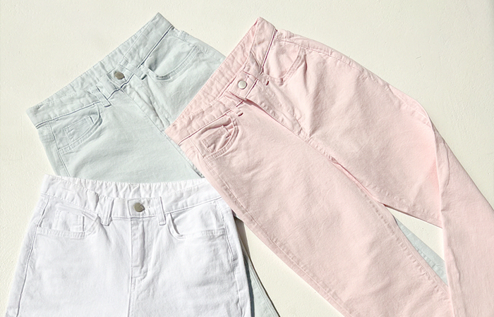 머스트잇 スリム ストレート コットン 弾力 パンツ