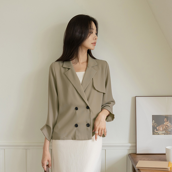トレンチ カラー ピンタック 袖 ジャケット
