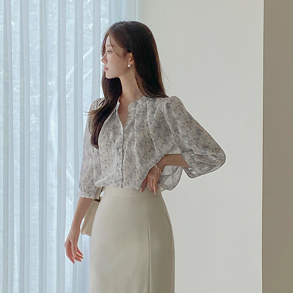 ソフト 花柄 パタン シフォン ブラウス