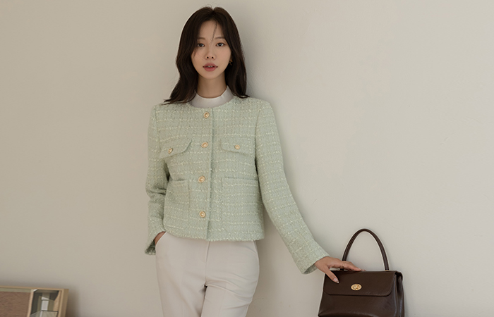 ベロア LOVE ツイード ジャケット