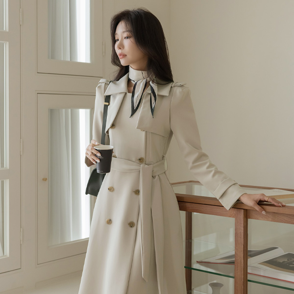 もち テンション 秋 トレンチ ワンピース