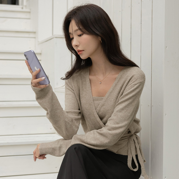 フェミニン ラップ 袖なし (セット) ニット