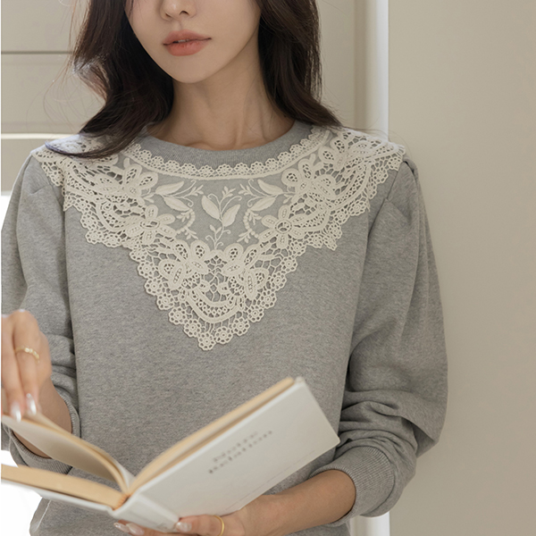 モチーフ ラブリー レイス パフ袖 マンツーマン