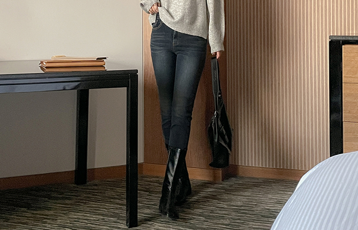 크레딧 ストレート 起毛 デニム パンツ